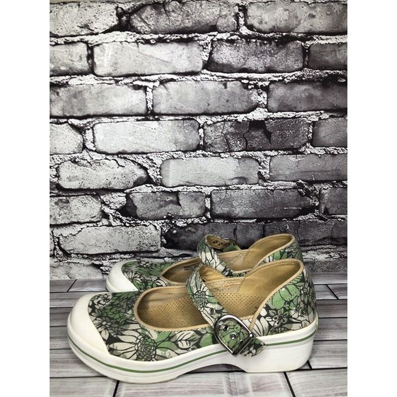 Dansko Vegan Valerie Green Floral Canvas Mary Jane Clog Shoes Women Sz 38EU/7.5M - Picture 7 of 12